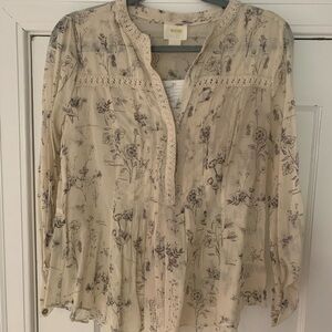 Maeve Beige and Black Floral Blouse